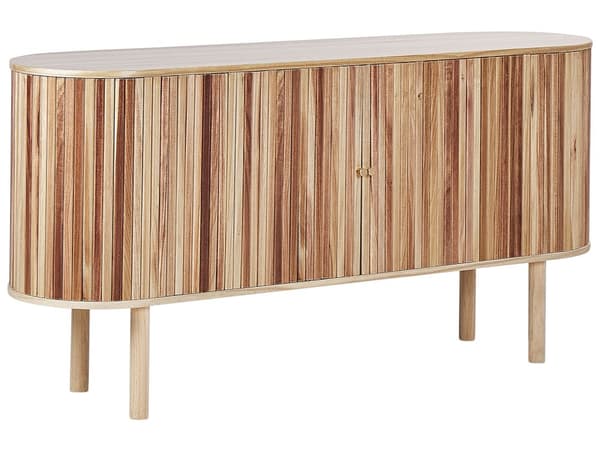 Skjenk i lyst tre MDF Paulownia Wood Front 2 dører sponplate furu ben med 2 hyller Moderne oppbevaringsløsning for soverommet