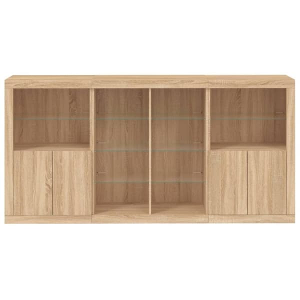 vidaXL skænk med LED-lys 202x37x100 cm sonoma-eg