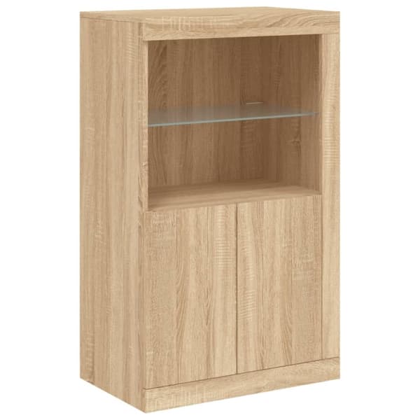vidaXL skænk med LED-lys 202x37x100 cm sonoma-eg
