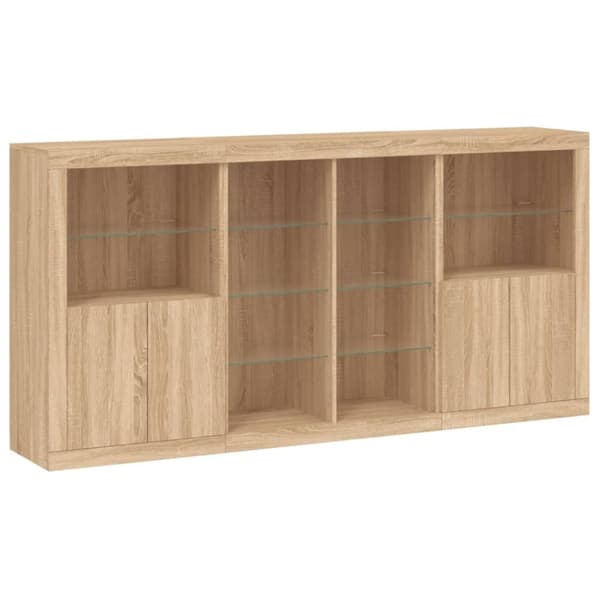 vidaXL skænk med LED-lys 202x37x100 cm sonoma-eg