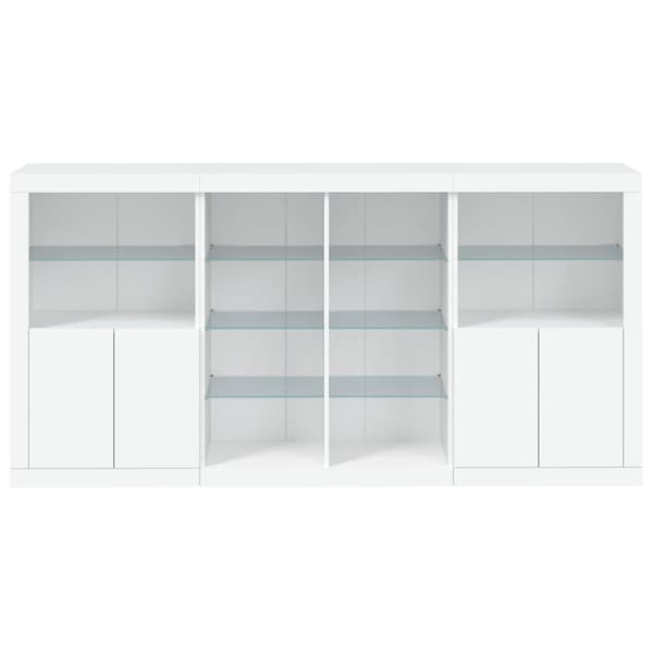 vidaXL Skjenk med LED-lys hvit 202x37x100 cm
