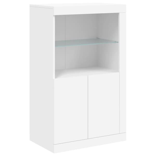 vidaXL Skjenk med LED-lys hvit 202x37x100 cm