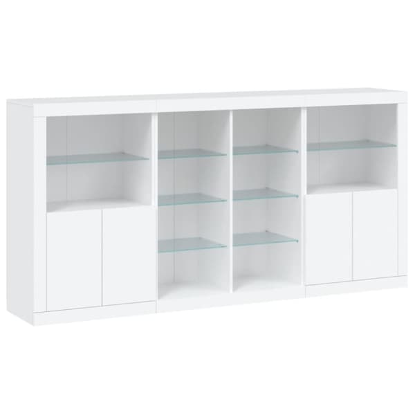 vidaXL Skjenk med LED-lys hvit 202x37x100 cm