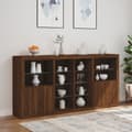 Miniatyrbilde 3 av 11: vidaXL Skjenk med LED-lys brun eik 202x37x100 cm