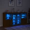 Miniatyrbilde 4 av 11: vidaXL Skjenk med LED-lys brun eik 202x37x100 cm