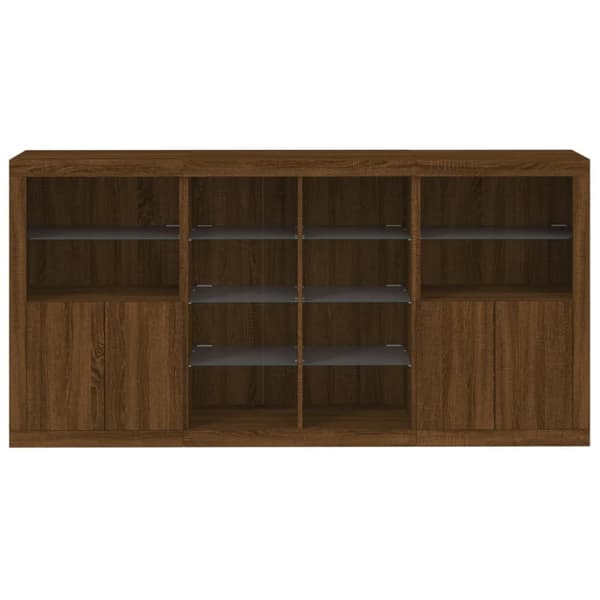 vidaXL Skjenk med LED-lys brun eik 202x37x100 cm