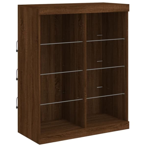 vidaXL Skjenk med LED-lys brun eik 202x37x100 cm