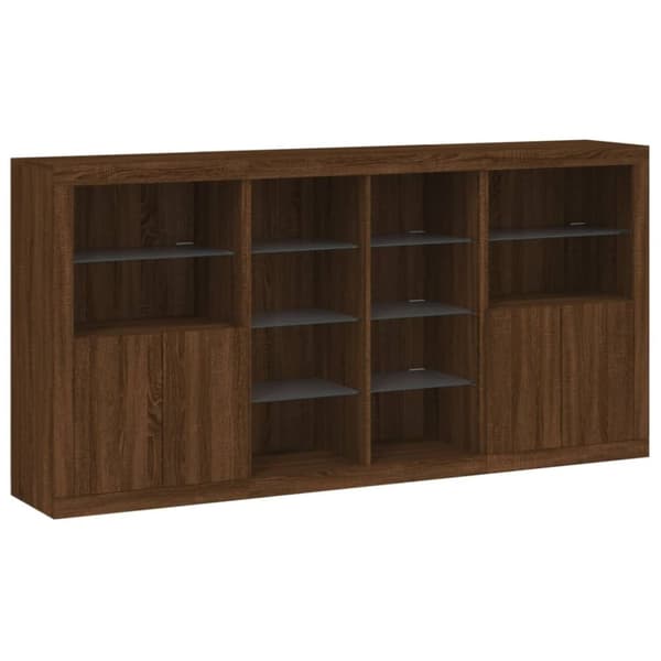 vidaXL Skjenk med LED-lys brun eik 202x37x100 cm