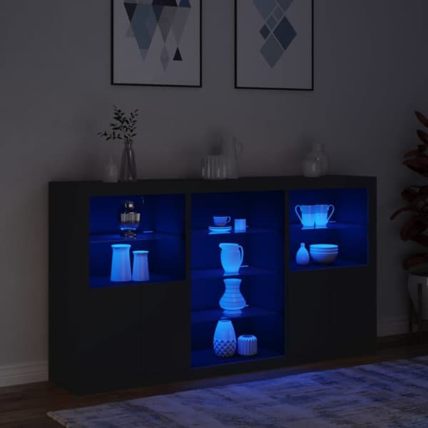 vidaXL Senkki LED-valoilla musta 181,5x37x100 cm