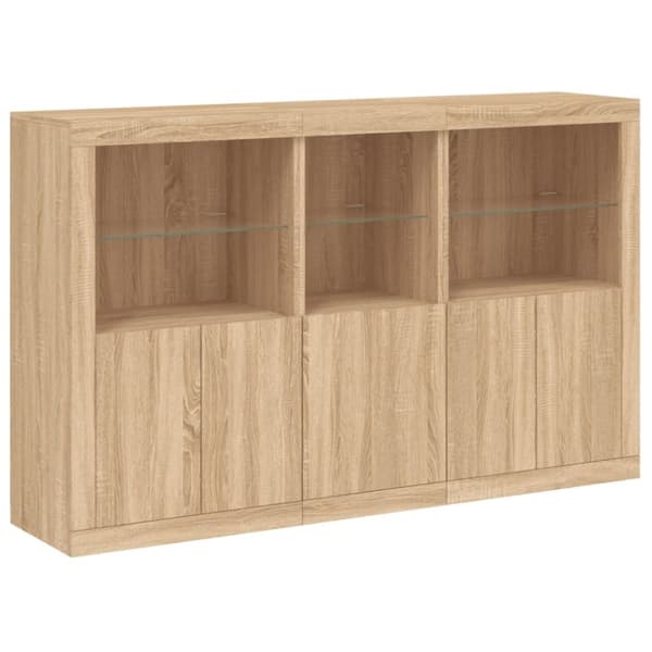 vidaXL Skänk med LED-belysning sonoma-ek 162x37x100 cm