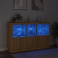 Miniatyrbild 5 av 11: vidaXL Skänk med LED-belysning sonoma-ek 162x37x100 cm
