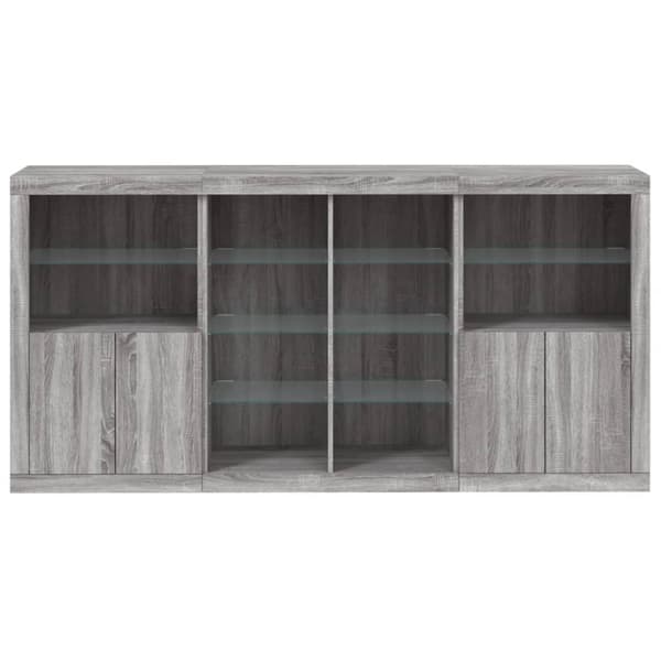 vidaXL Skänk med LED-belysning grå sonoma 202x37x100 cm