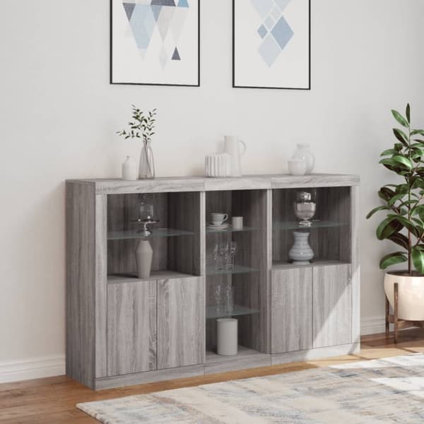 vidaXL Senkki LED-valoilla harmaa Sonoma 162x37x100 cm
