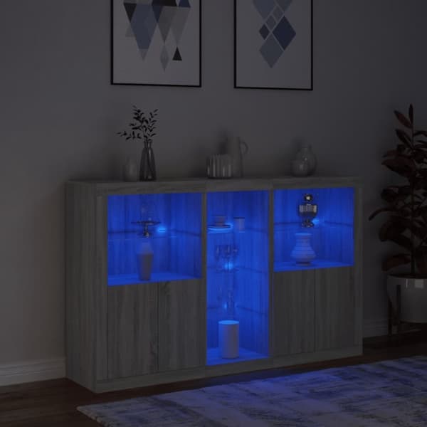vidaXL Senkki LED-valoilla harmaa Sonoma 162x37x100 cm