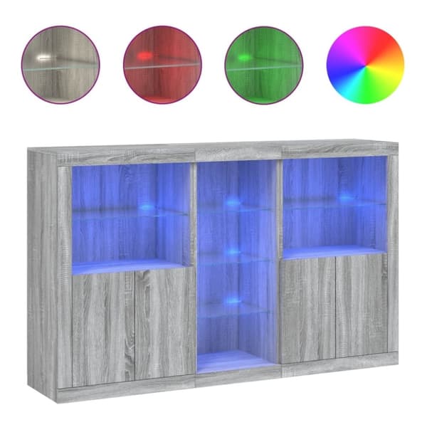 vidaXL Senkki LED-valoilla harmaa Sonoma 162x37x100 cm