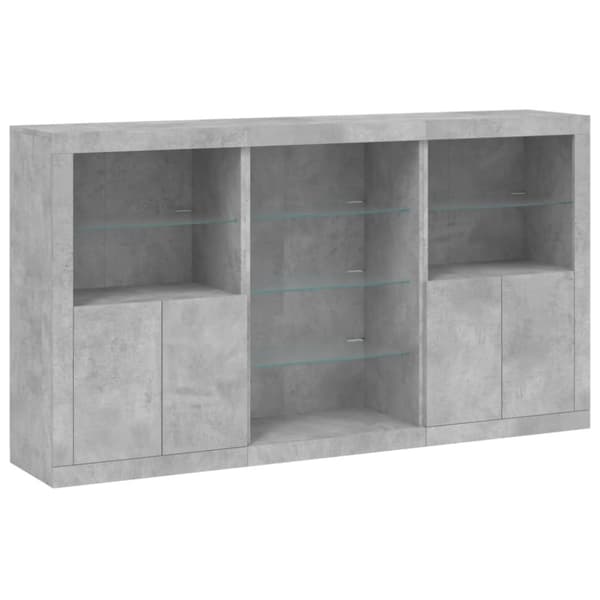 vidaXL skænk med LED-lys 181,5x37x100 cm betongrå