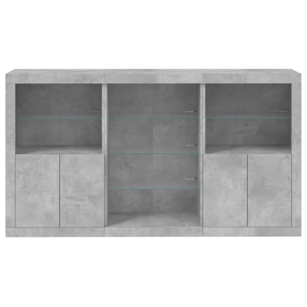 vidaXL skænk med LED-lys 181,5x37x100 cm betongrå