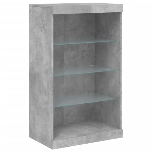 vidaXL skænk med LED-lys 181,5x37x100 cm betongrå