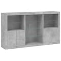Miniatyrbilde 3 av 11: vidaXL Skjenk med LED-lys betonggrå 181,5x37x100 cm