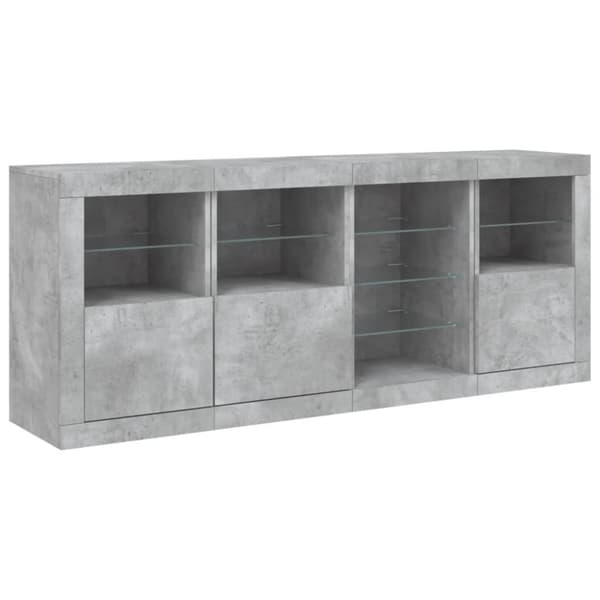 vidaXL Skjenk med LED-lys betonggrå 164x37x67 cm