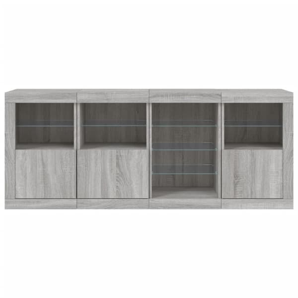 vidaXL Skjenk med LED-lys grå sonoma 164x37x67 cm