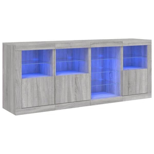 vidaXL Skjenk med LED-lys grå sonoma 164x37x67 cm