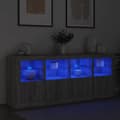 Miniatyrbilde 4 av 11: vidaXL Skjenk med LED-lys grå sonoma 163x37x67 cm