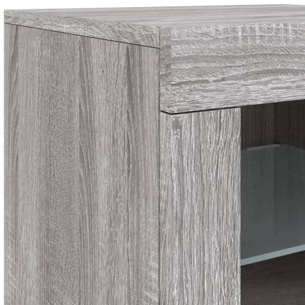 vidaXL Skjenk med LED-lys grå sonoma 163x37x67 cm