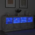 Miniatyrbild 4 av 11: vidaXL Skänk med LED-belysning betonggrå 163x37x67 cm