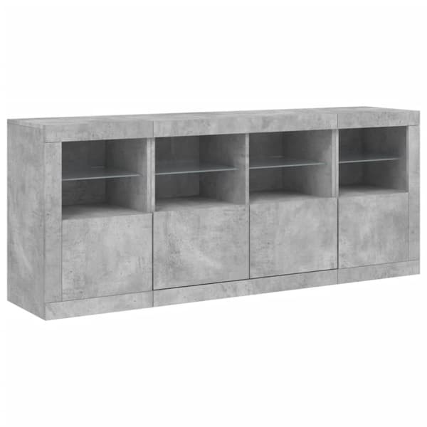 vidaXL Skänk med LED-belysning betonggrå 163x37x67 cm