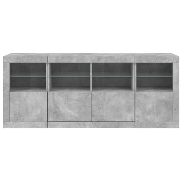 vidaXL Skänk med LED-belysning betonggrå 163x37x67 cm