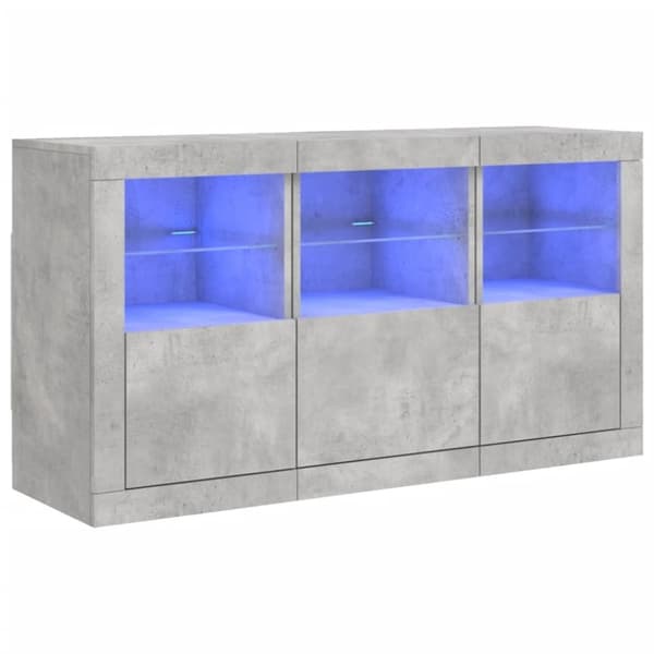 vidaXL Skjenk med LED-lys betonggrå 123x37x67 cm