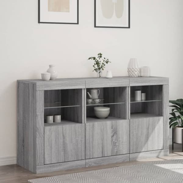 vidaXL Senkki LED-valoilla harmaa Sonoma 123x37x67 cm