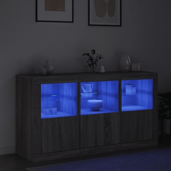 vidaXL Senkki LED-valoilla harmaa Sonoma 123x37x67 cm