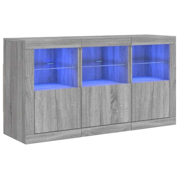 vidaXL Senkki LED-valoilla harmaa Sonoma 123x37x67 cm