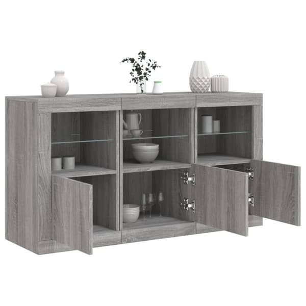 vidaXL Senkki LED-valoilla harmaa Sonoma 123x37x67 cm
