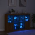 Miniatyrbild 2 av 11: vidaXL Skänkar med LED-belysning 3 st brun ek konstruerat trä