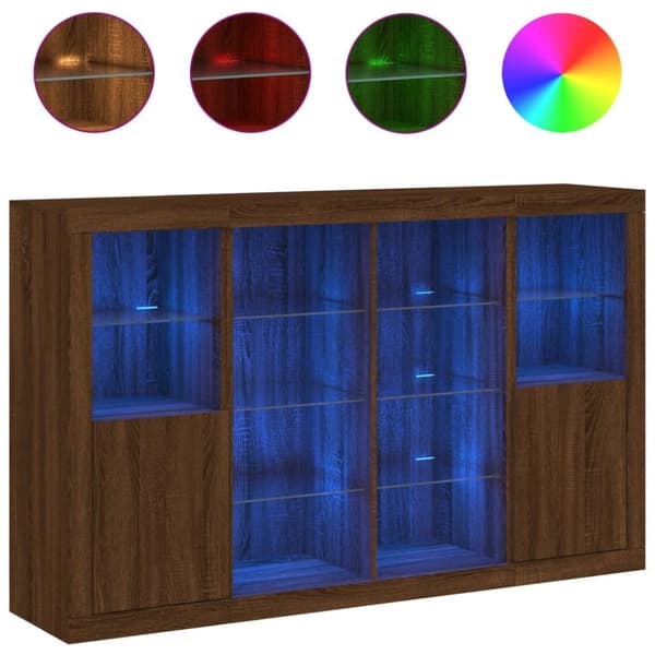 vidaXL Senkit LED-valoilla 3 kpl ruskea tammi tekninen puu