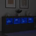 Miniatyrbild 4 av 11: vidaXL Skänk med LED-belysning svart 163x37x67 cm