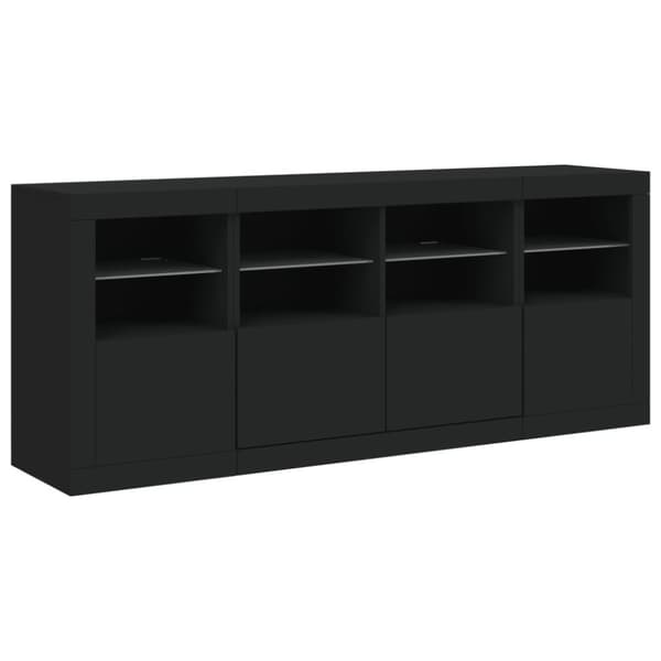 vidaXL Skänk med LED-belysning svart 163x37x67 cm