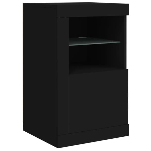 vidaXL Skänk med LED-belysning svart 163x37x67 cm