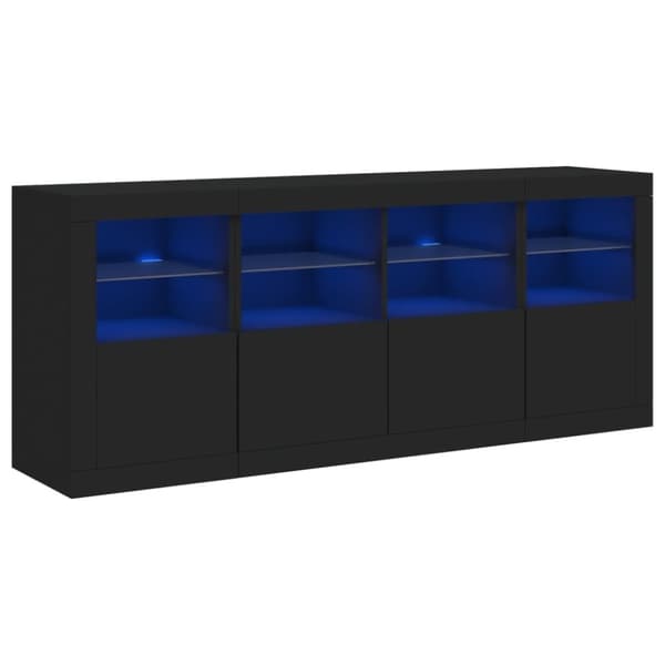 vidaXL Skänk med LED-belysning svart 163x37x67 cm
