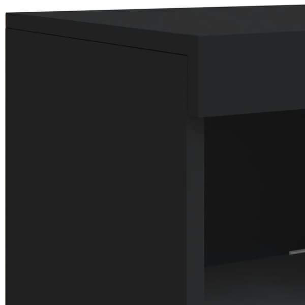 vidaXL Skjenker med LED-lys 3 stk svart konstruert tre
