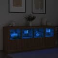 Miniatyrbillede 4 af 11: vidaXL skænk med LED-lys 163x37x67cm brun egetræsfarve