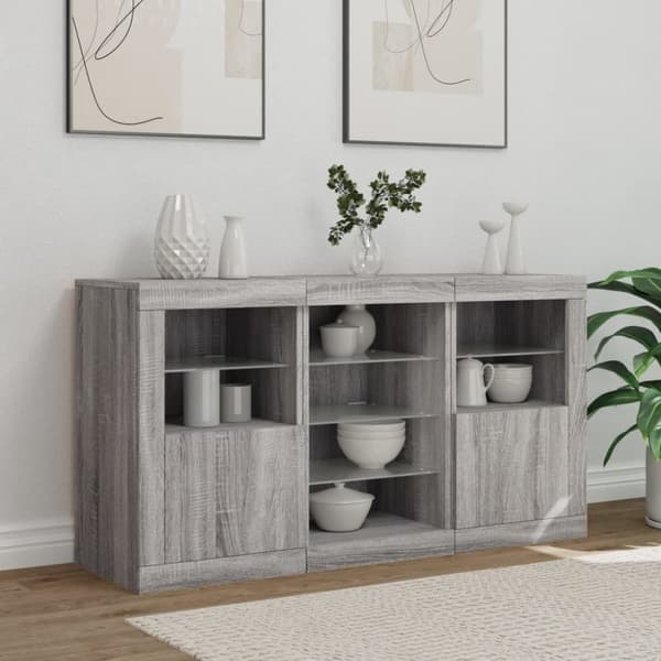 vidaXL Senkki LED-valoilla harmaa Sonoma 123x37x67 cm