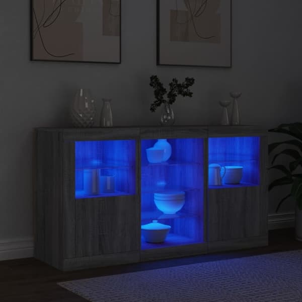 vidaXL Senkki LED-valoilla harmaa Sonoma 123x37x67 cm