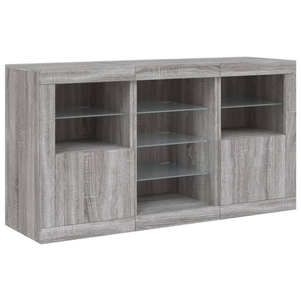 vidaXL Senkki LED-valoilla harmaa Sonoma 123x37x67 cm