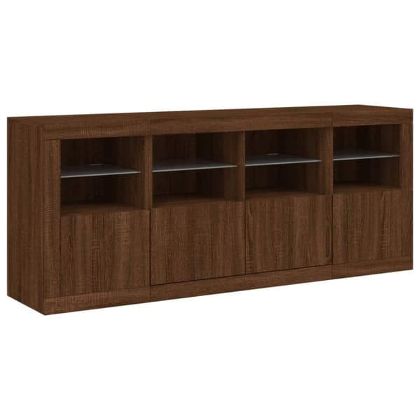 vidaXL Skjenk med LED-lys brun eik 163x37x67 cm