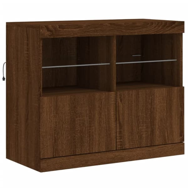 vidaXL Skjenk med LED-lys brun eik 163x37x67 cm