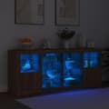 Miniatyrbilde 4 av 11: vidaXL Skjenk med LED-lys brun eik 163x37x67 cm